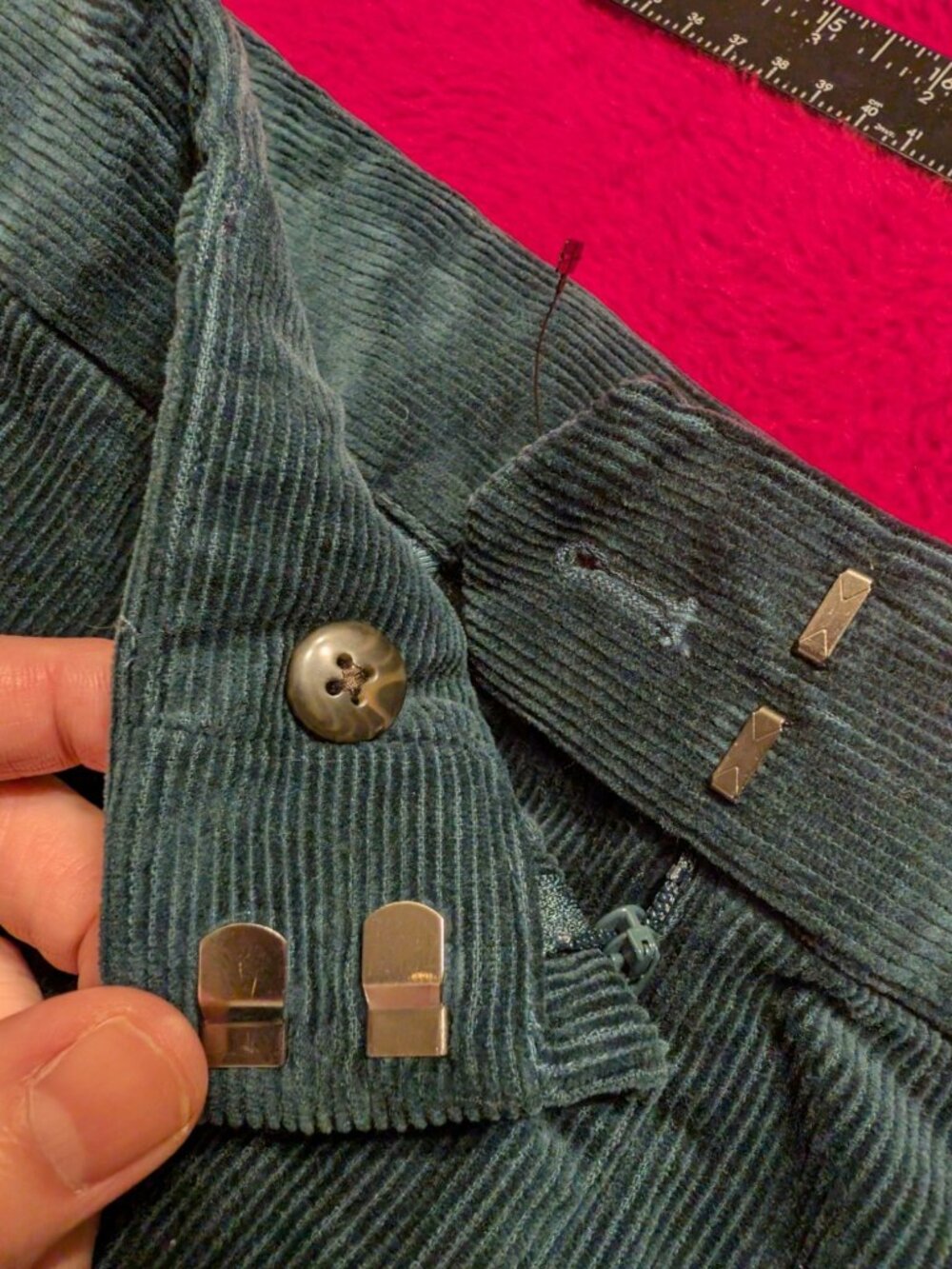 Banana Republic Women's 10 Straight Trouser Corduroy Teal Blue Ankle Pants 32x26 - Picture 4 of 7